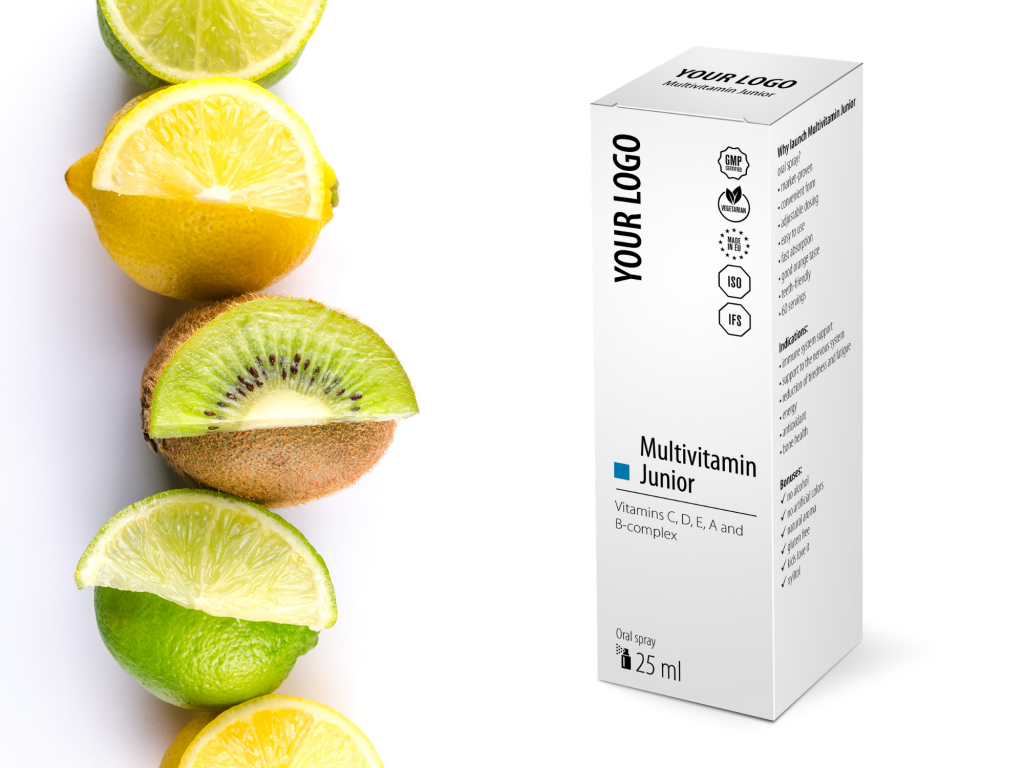Multivitamin Junior Private label oral spray Essential vitamins for
